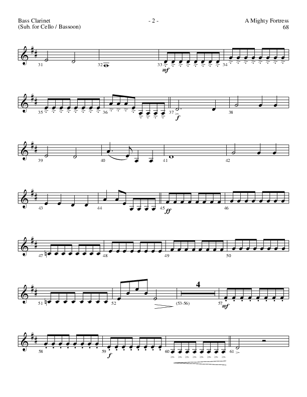 A Mighty Fortress (Choral Anthem SATB) Bass Clarinet (Lillenas Choral / Arr. Gary Rhodes / Orch. Tim Cates)