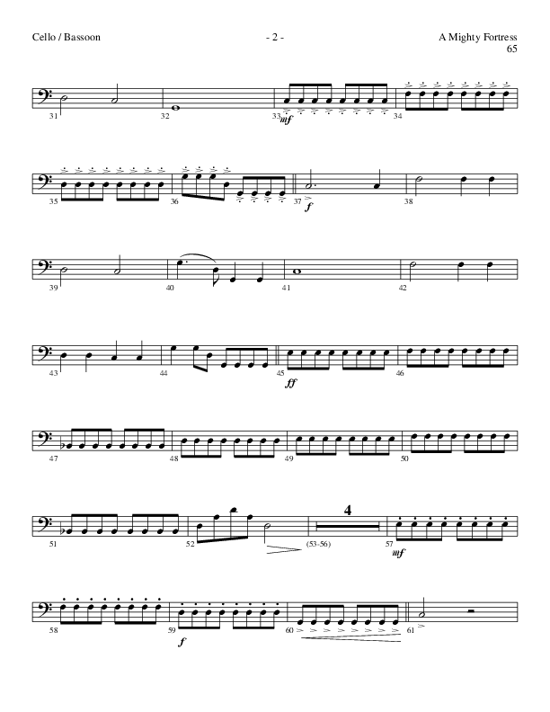 A Mighty Fortress (Choral Anthem SATB) Cello (Lillenas Choral / Arr. Gary Rhodes / Orch. Tim Cates)