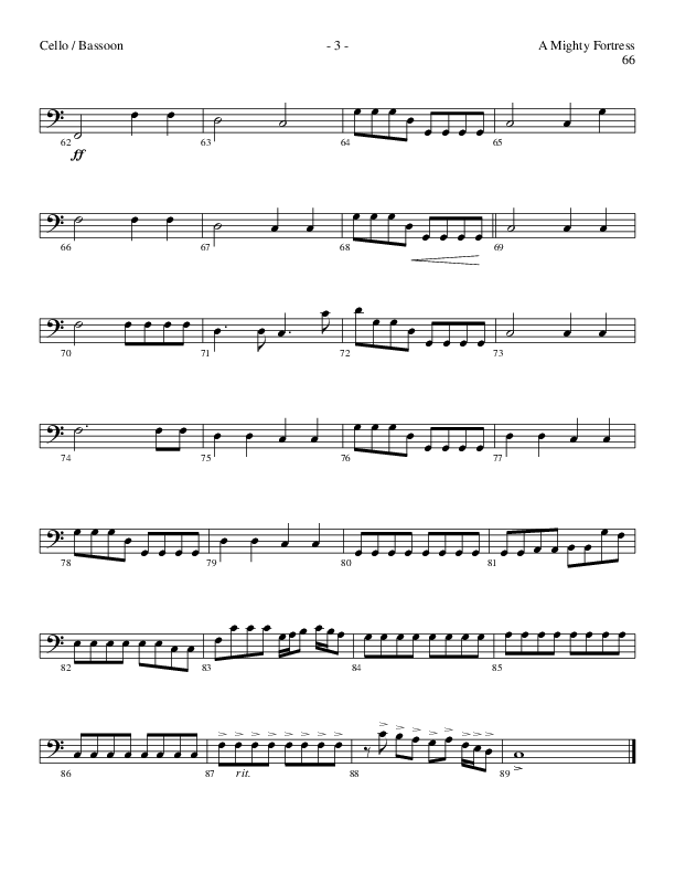 A Mighty Fortress (Choral Anthem SATB) Cello (Lillenas Choral / Arr. Gary Rhodes / Orch. Tim Cates)