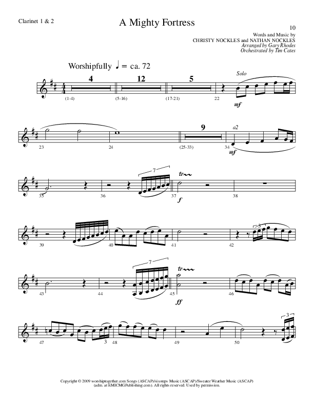 A Mighty Fortress (Choral Anthem SATB) Clarinet 1/2 (Lillenas Choral / Arr. Gary Rhodes / Orch. Tim Cates)