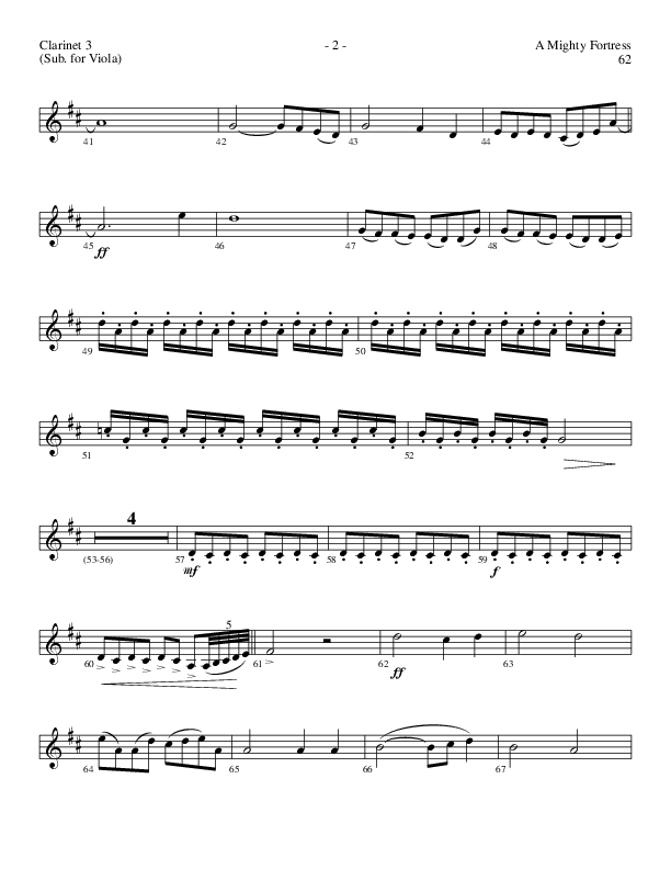 A Mighty Fortress (Choral Anthem SATB) Clarinet 3 (Lillenas Choral / Arr. Gary Rhodes / Orch. Tim Cates)