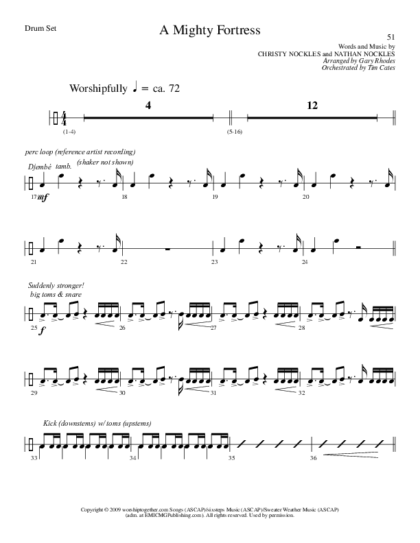 A Mighty Fortress (Choral Anthem SATB) Drum Set (Lillenas Choral / Arr. Gary Rhodes / Orch. Tim Cates)