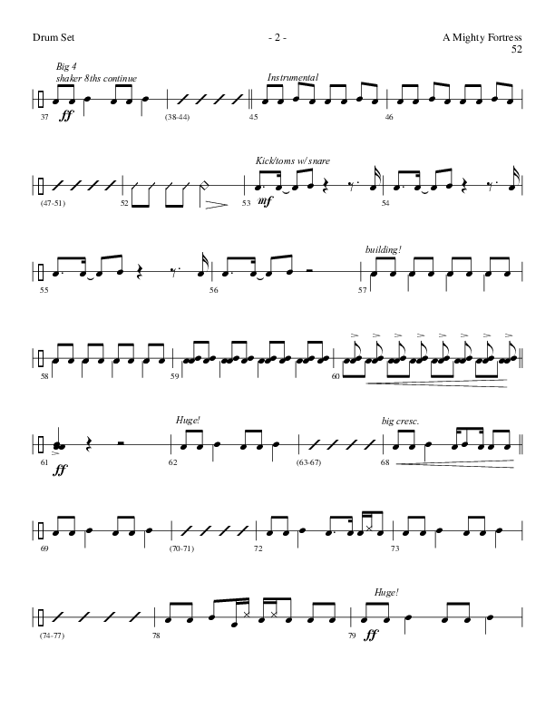 A Mighty Fortress (Choral Anthem SATB) Drum Set (Lillenas Choral / Arr. Gary Rhodes / Orch. Tim Cates)