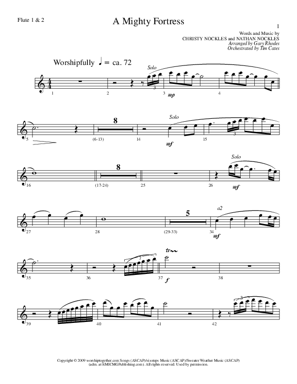 A Mighty Fortress (Choral Anthem SATB) Flute 1/2 (Lillenas Choral / Arr. Gary Rhodes / Orch. Tim Cates)