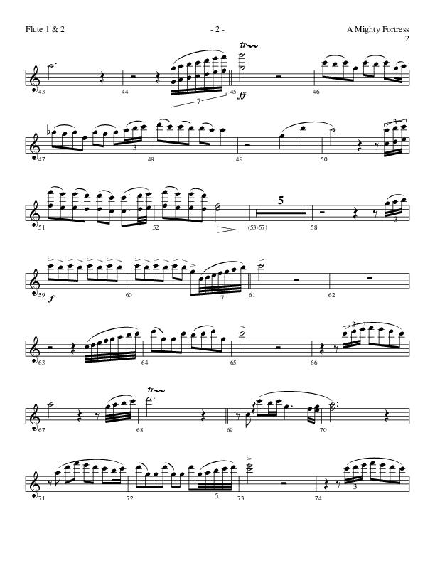 A Mighty Fortress (Choral Anthem SATB) Flute 1/2 (Lillenas Choral / Arr. Gary Rhodes / Orch. Tim Cates)