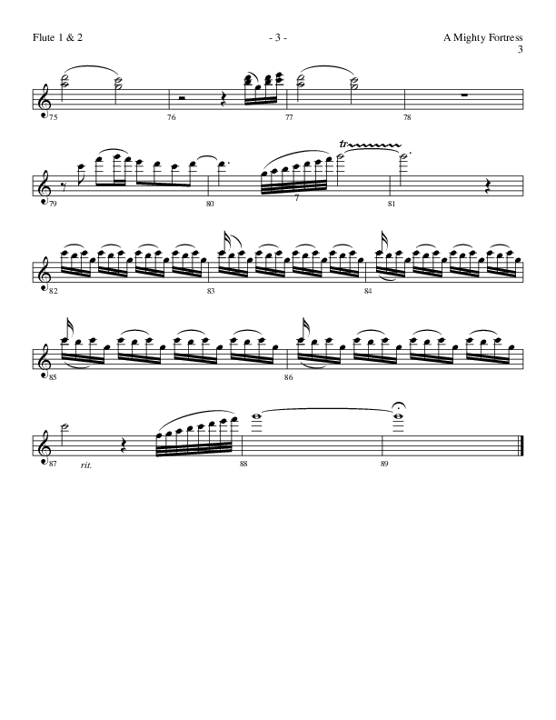 A Mighty Fortress (Choral Anthem SATB) Flute 1/2 (Lillenas Choral / Arr. Gary Rhodes / Orch. Tim Cates)