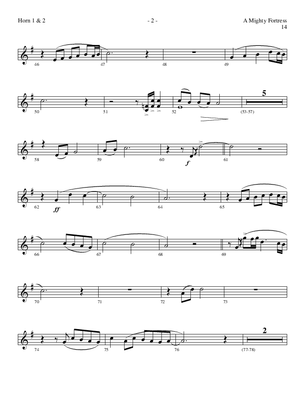 A Mighty Fortress (Choral Anthem SATB) French Horn 1/2 (Lillenas Choral / Arr. Gary Rhodes / Orch. Tim Cates)