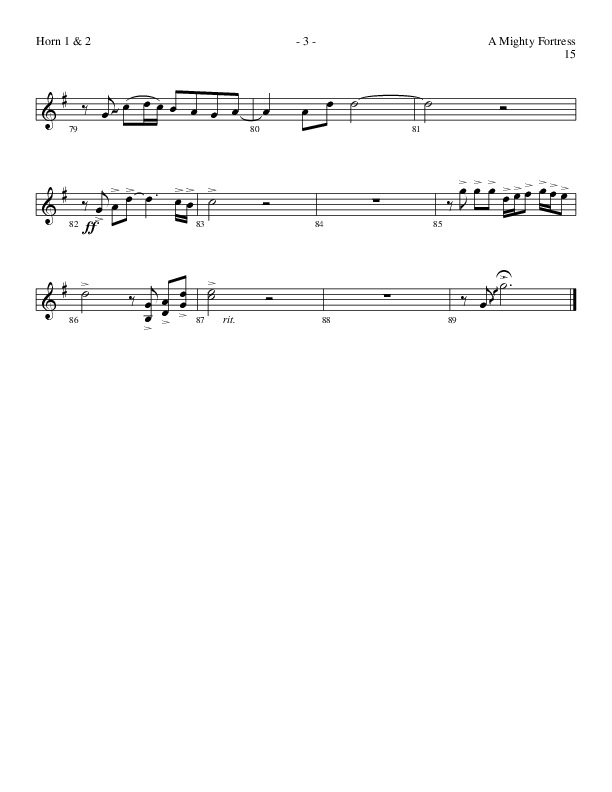 A Mighty Fortress (Choral Anthem SATB) French Horn 1/2 (Lillenas Choral / Arr. Gary Rhodes / Orch. Tim Cates)