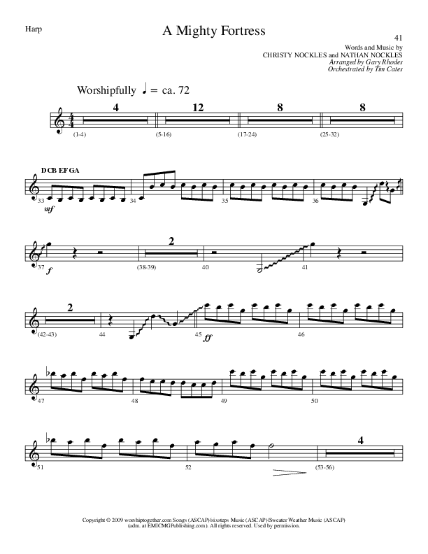 A Mighty Fortress (Choral Anthem SATB) Harp (Lillenas Choral / Arr. Gary Rhodes / Orch. Tim Cates)