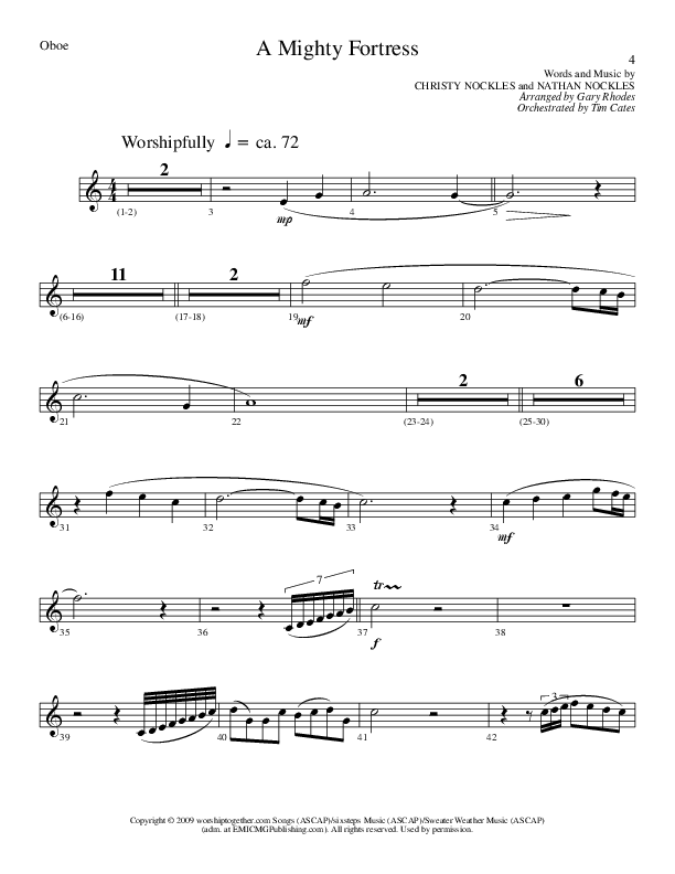 A Mighty Fortress (Choral Anthem SATB) Oboe (Lillenas Choral / Arr. Gary Rhodes / Orch. Tim Cates)