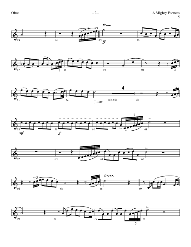 A Mighty Fortress (Choral Anthem SATB) Oboe (Lillenas Choral / Arr. Gary Rhodes / Orch. Tim Cates)