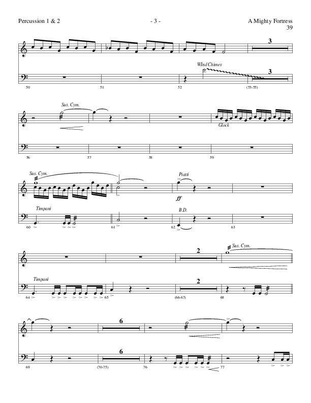 A Mighty Fortress (Choral Anthem SATB) Percussion 1/2 (Lillenas Choral / Arr. Gary Rhodes / Orch. Tim Cates)