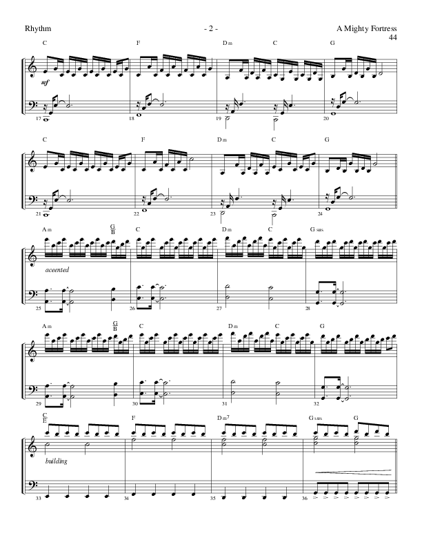 A Mighty Fortress (Choral Anthem SATB) Rhythm Chart (Lillenas Choral / Arr. Gary Rhodes / Orch. Tim Cates)