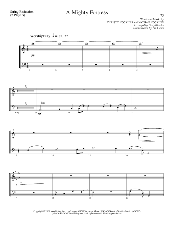 A Mighty Fortress (Choral Anthem SATB) String Reduction (Lillenas Choral / Arr. Gary Rhodes / Orch. Tim Cates)