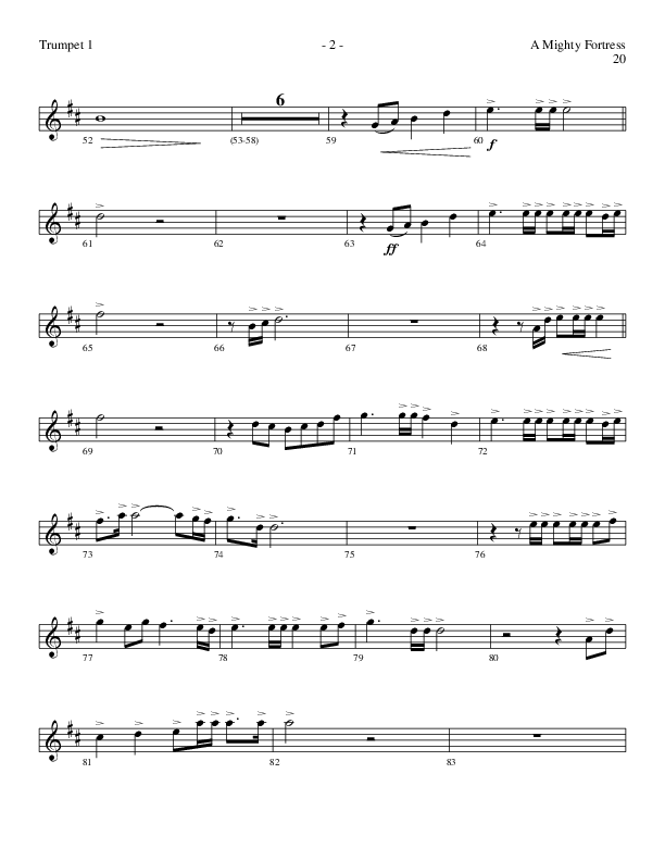 A Mighty Fortress (Choral Anthem SATB) Trumpet 1 (Lillenas Choral / Arr. Gary Rhodes / Orch. Tim Cates)