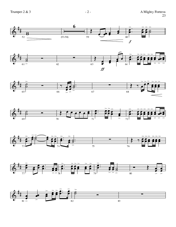 A Mighty Fortress (Choral Anthem SATB) Trumpet 2/3 (Lillenas Choral / Arr. Gary Rhodes / Orch. Tim Cates)