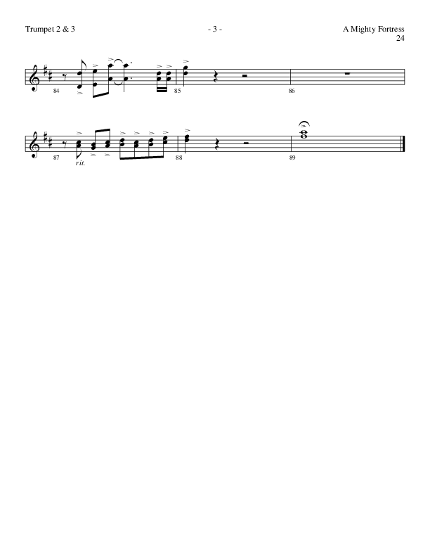 A Mighty Fortress (Choral Anthem SATB) Trumpet 2/3 (Lillenas Choral / Arr. Gary Rhodes / Orch. Tim Cates)