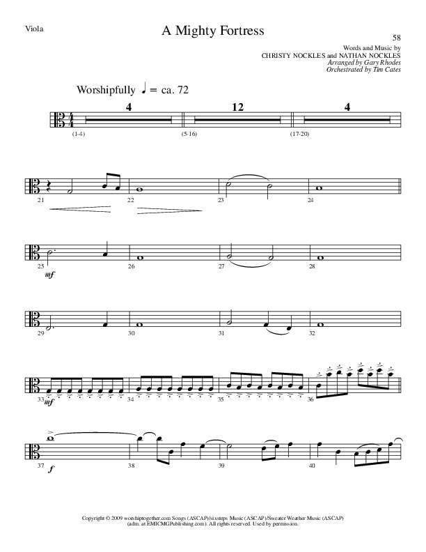 A Mighty Fortress (Choral Anthem SATB) Viola (Lillenas Choral / Arr. Gary Rhodes / Orch. Tim Cates)