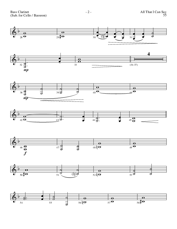 All That I Can Say (Choral Anthem SATB) Bass Clarinet (Lillenas Choral / Arr. Russel Mauldin)