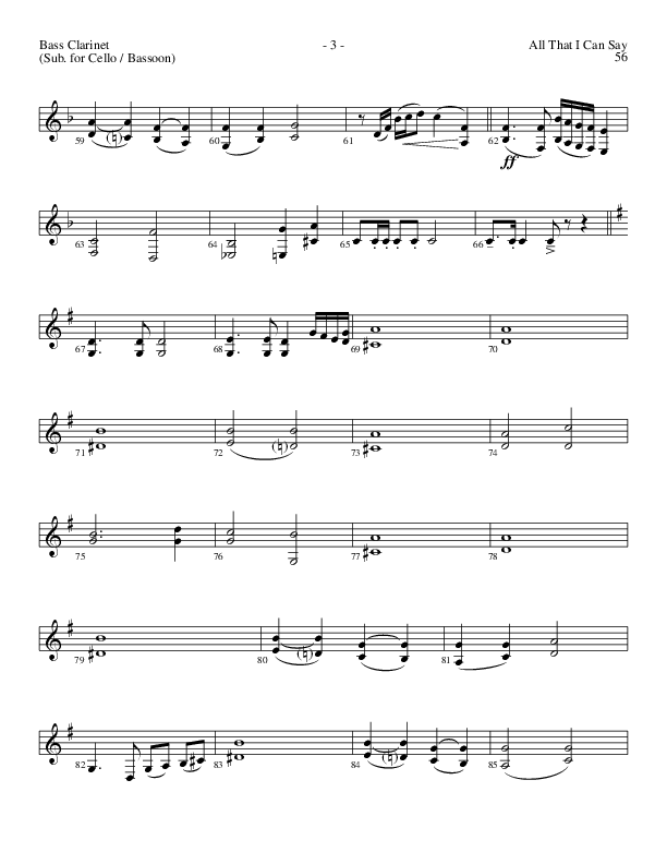 All That I Can Say (Choral Anthem SATB) Bass Clarinet (Lillenas Choral / Arr. Russel Mauldin)