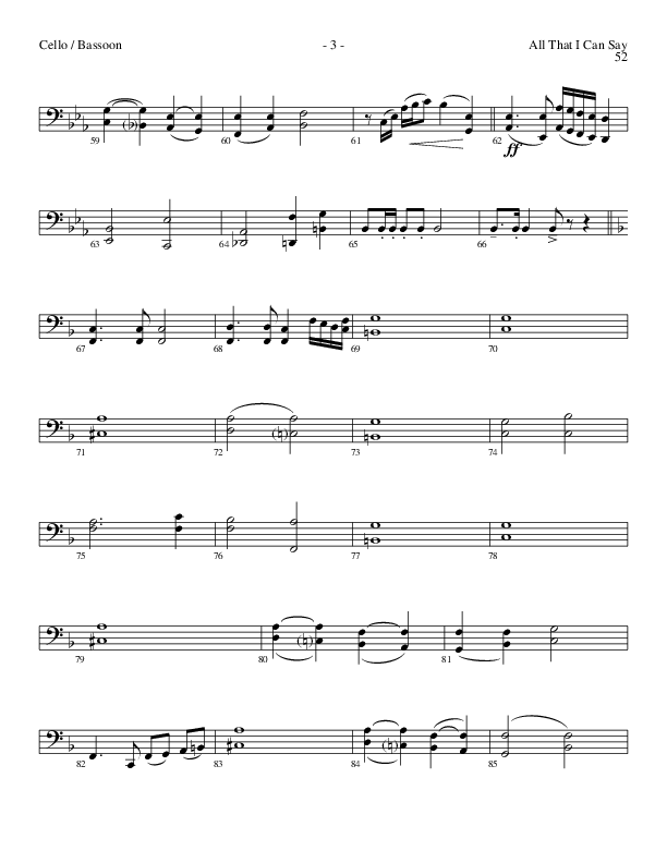 All That I Can Say (Choral Anthem SATB) Cello (Lillenas Choral / Arr. Russel Mauldin)