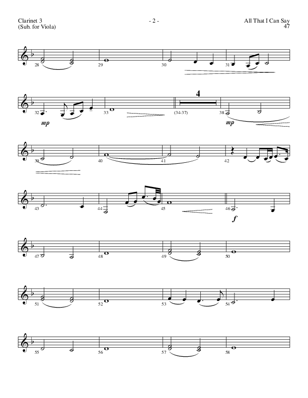 All That I Can Say (Choral Anthem SATB) Clarinet 3 (Lillenas Choral / Arr. Russel Mauldin)