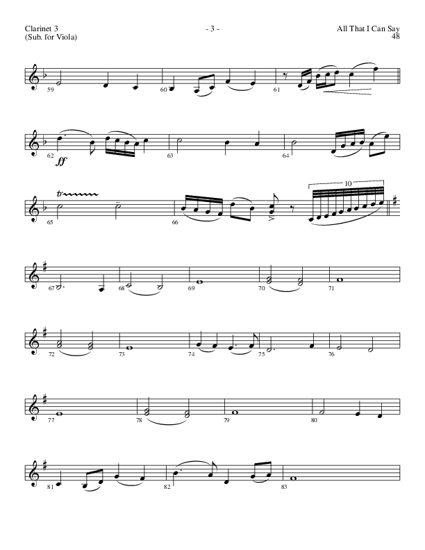 All That I Can Say (Choral Anthem SATB) Clarinet 3 (Lillenas Choral / Arr. Russel Mauldin)