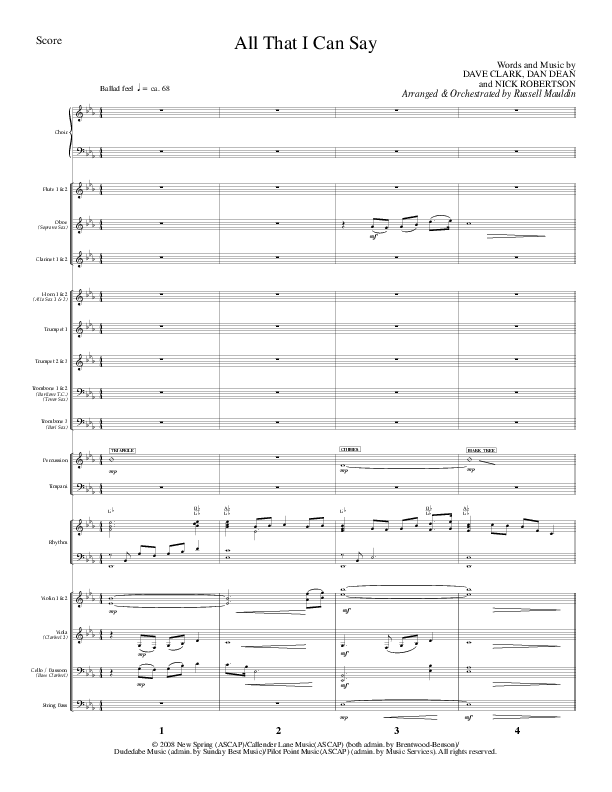 All That I Can Say (Choral Anthem SATB) Conductor's Score (Lillenas Choral / Arr. Russel Mauldin)