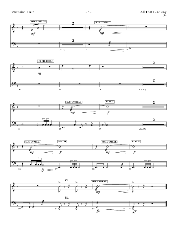All That I Can Say (Choral Anthem SATB) Percussion 1/2 (Lillenas Choral / Arr. Russel Mauldin)
