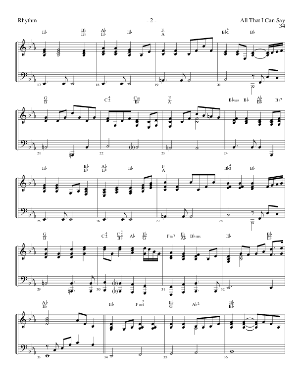All That I Can Say (Choral Anthem SATB) Rhythm Chart (Lillenas Choral / Arr. Russel Mauldin)