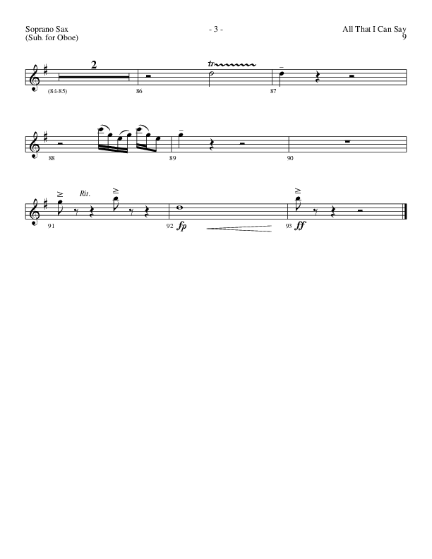 All That I Can Say (Choral Anthem SATB) Soprano Sax (Lillenas Choral / Arr. Russel Mauldin)