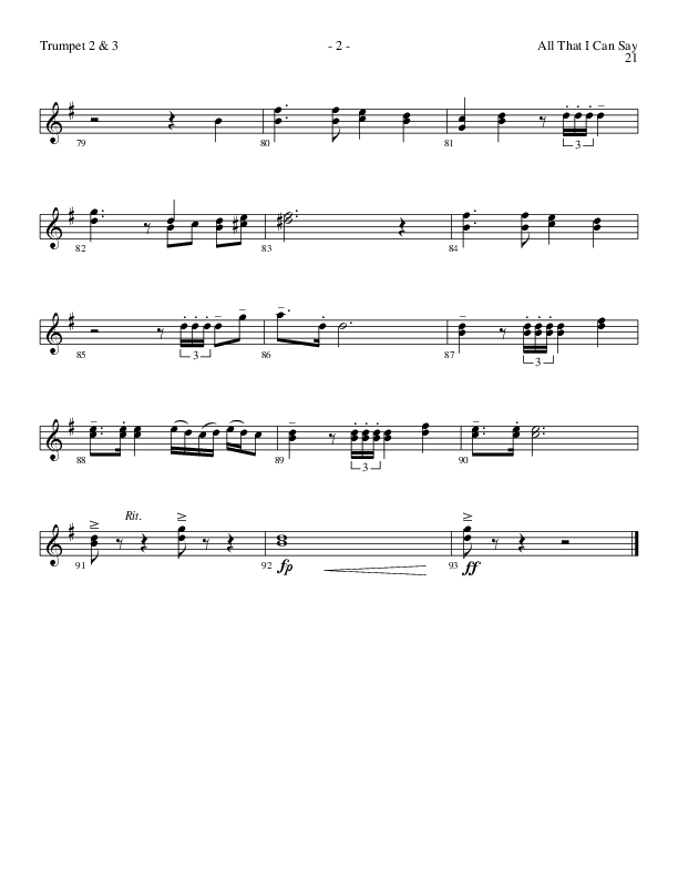 All That I Can Say (Choral Anthem SATB) Trumpet 2/3 (Lillenas Choral / Arr. Russel Mauldin)