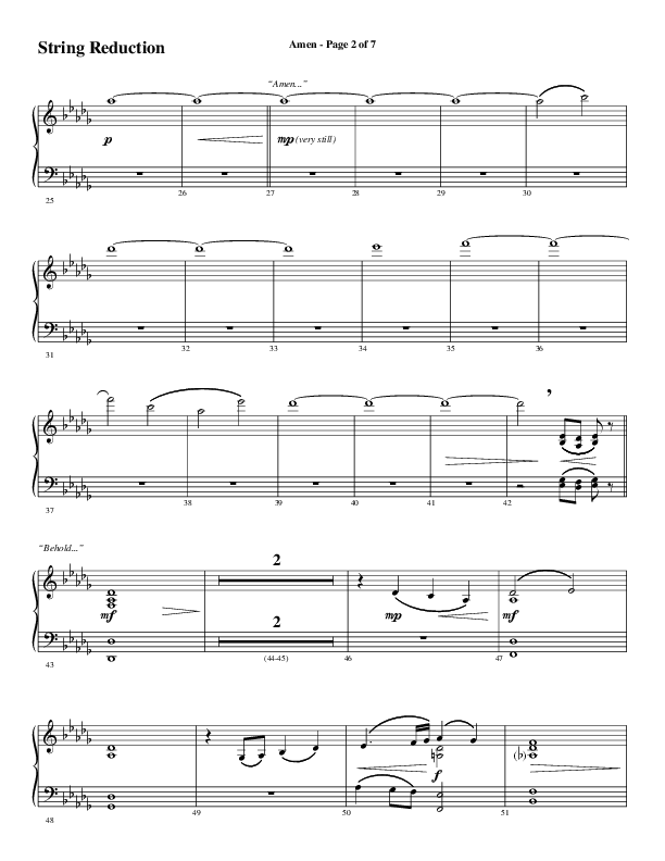 Amen (Choral Anthem SATB) String Reduction (Word Music / Arr. David Wise / Orch. David Shipps)