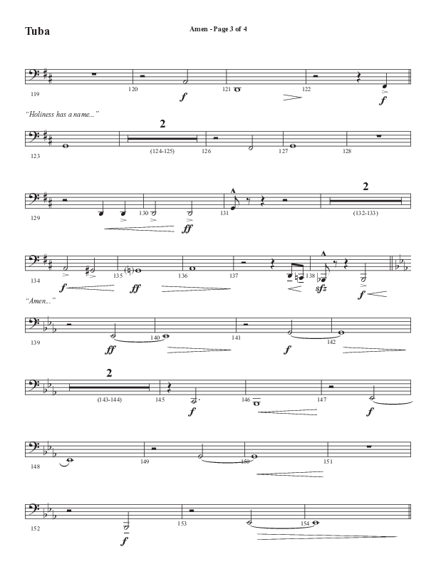 Amen (Choral Anthem SATB) Tuba (Word Music / Arr. David Wise / Orch. David Shipps)