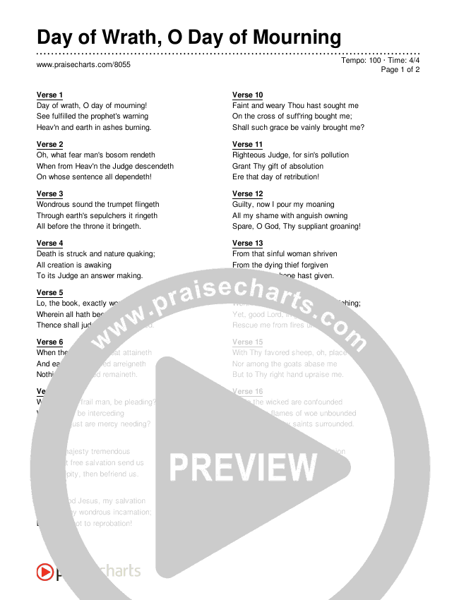 Day of Wrath, O Day of Mourning Lyrics (Traditional Hymn)