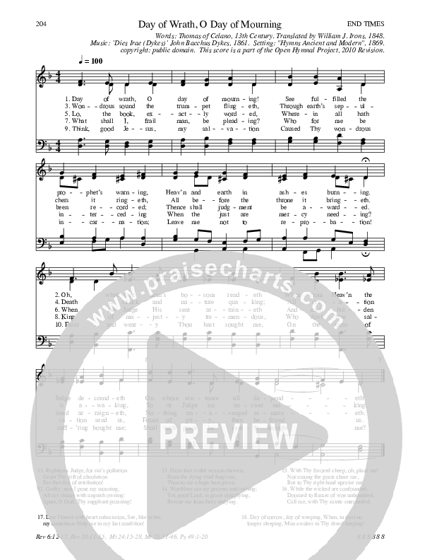 Day of Wrath, O Day of Mourning Hymn Sheet (SATB) (Traditional Hymn)