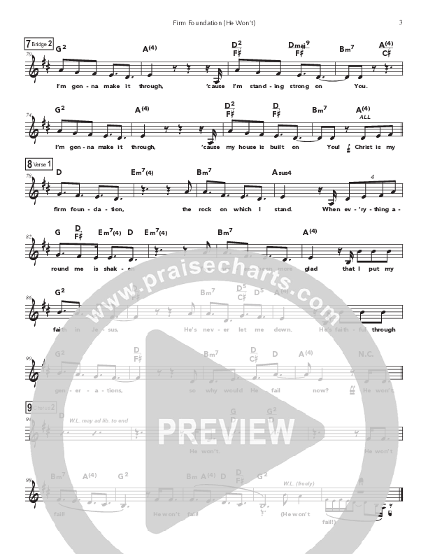 Firm Foundation (He Won't) (Kids) Lead Sheet Melody (Doorpost Songs / Dave and Jess Ray)