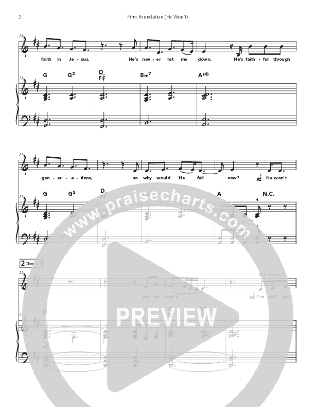 Firm Foundation (He Won't) (Kids) Piano/Melody (Doorpost Songs / Dave and Jess Ray)