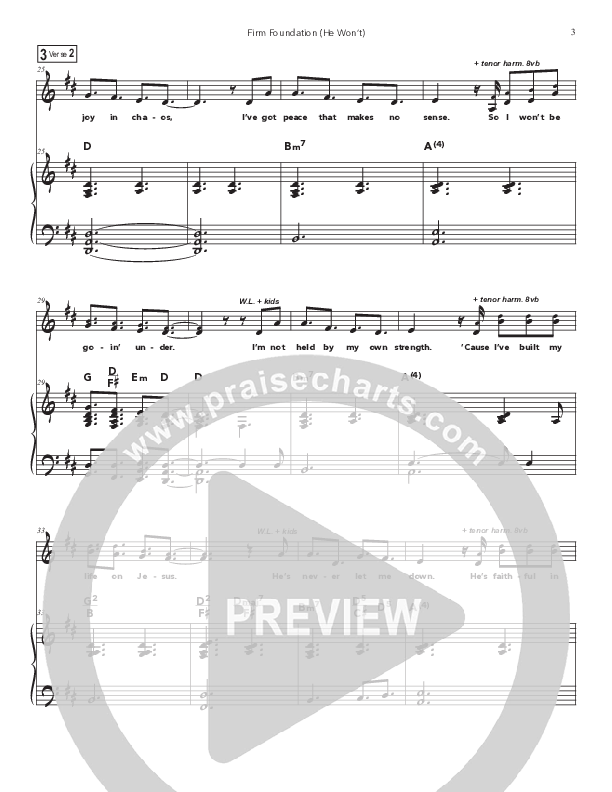 Firm Foundation (He Won't) (Kids) Piano/Melody (Doorpost Songs / Dave and Jess Ray)