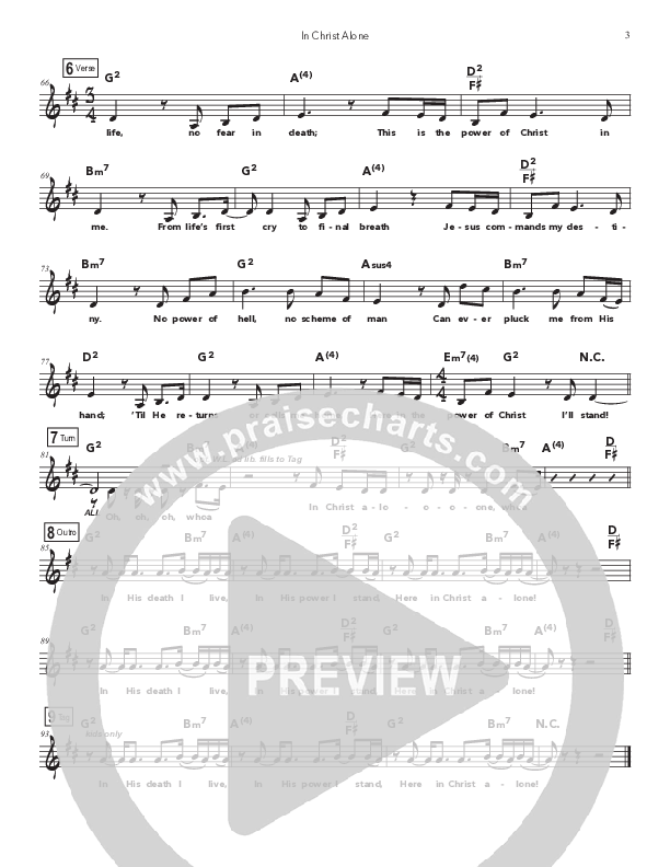 In Christ Alone Lead Sheet Melody (Doorpost Songs / Dave and Jess Ray)