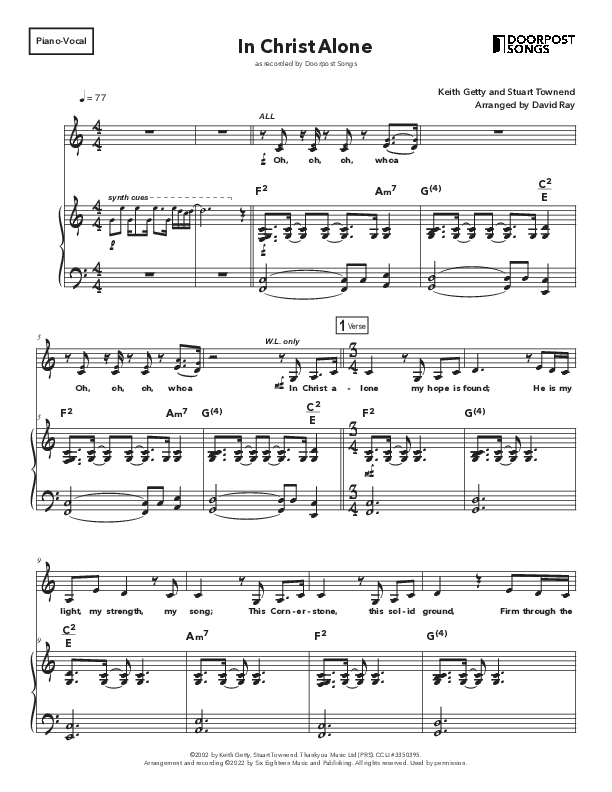 In Christ Alone (Kids) Piano/Melody (Doorpost Songs / Dave and Jess Ray)