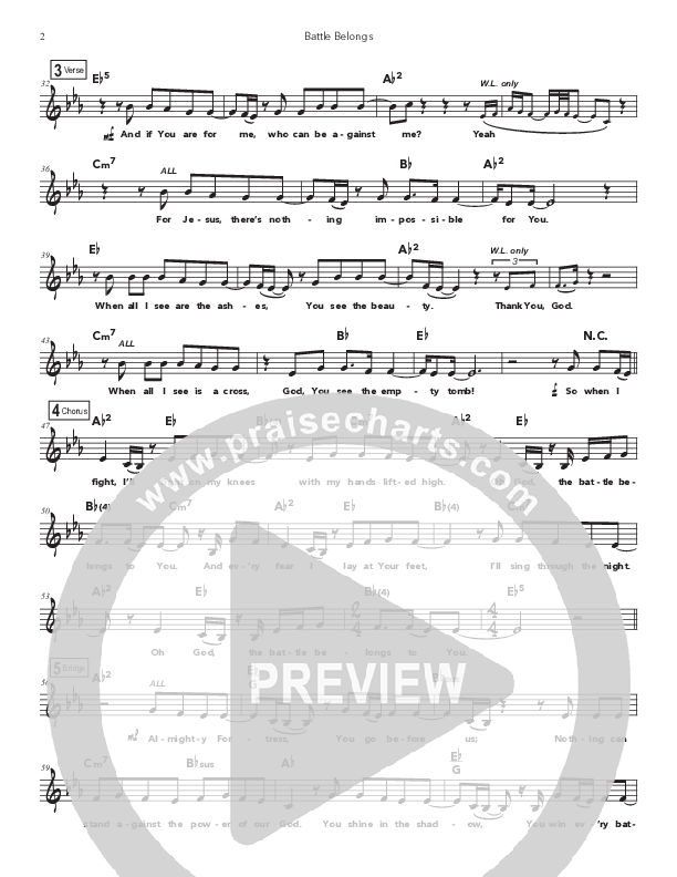 Battle Belongs (Kids) Lead Sheet Melody (Doorpost Songs / Dave and Jess Ray)