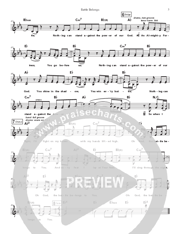 Battle Belongs (Kids) Lead Sheet (SAT) (Doorpost Songs / Dave and Jess Ray)