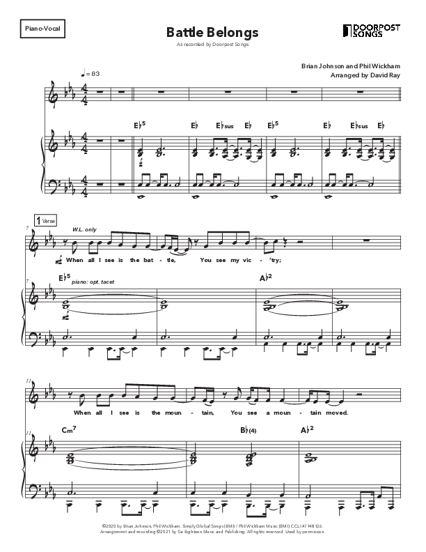 Battle Belongs (Kids) Piano/Melody (Doorpost Songs / Dave and Jess Ray)