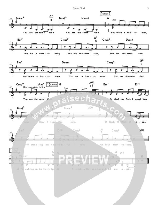 Same God (Kids) Lead Sheet Melody (Doorpost Songs / Dave and Jess Ray)