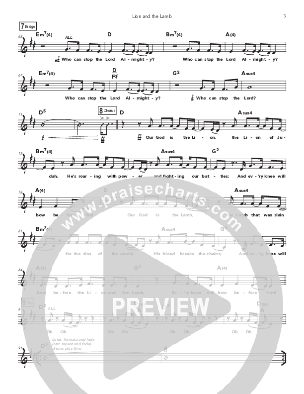 Lion And The Lamb Lead Sheet Melody (Doorpost Songs / Dave and Jess Ray)