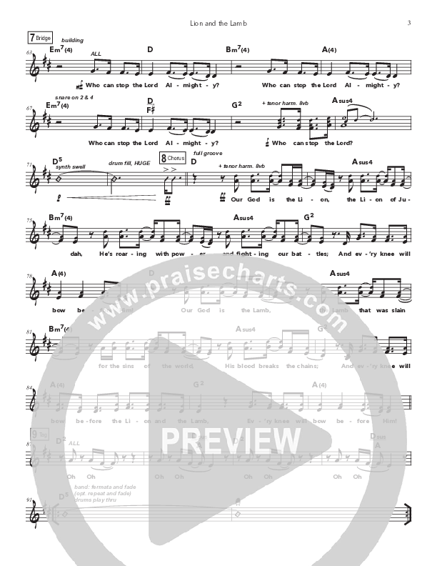 The Lion And The Lamb (Kids) Lead Sheet (SAT) (Doorpost Songs / Dave and Jess Ray)