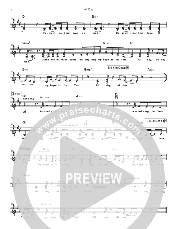 All Day Lead Sheet (SAT) (Doorpost Songs / Dave and Jess Ray)