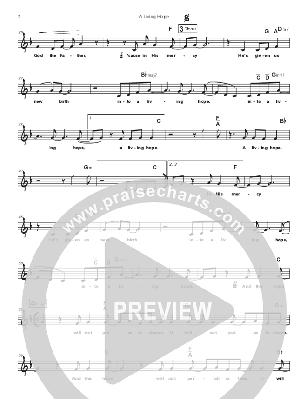 A Living Hope Lead Sheet Melody (Doorpost Songs / Dave and Jess Ray)