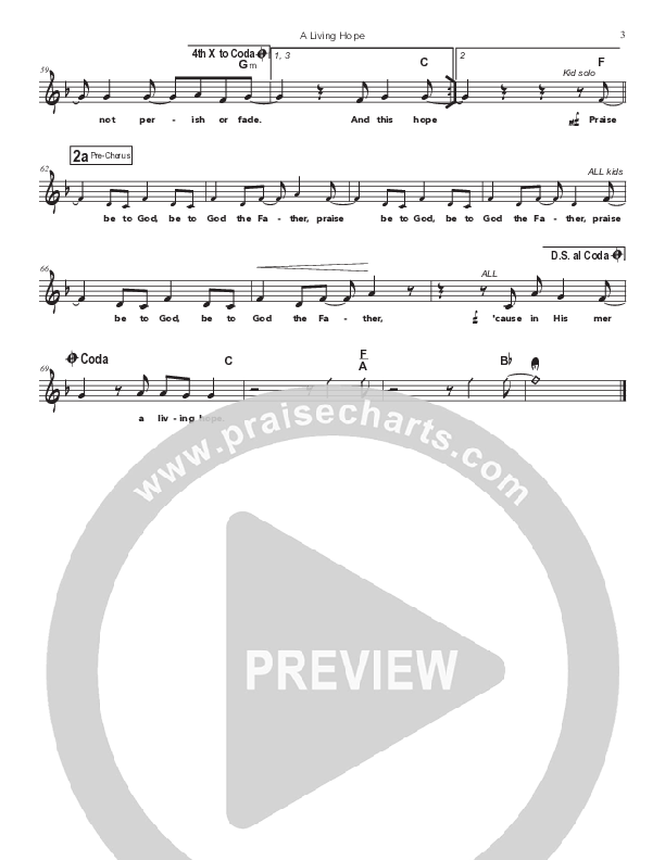 A Living Hope Lead Sheet Melody (Doorpost Songs / Dave and Jess Ray)